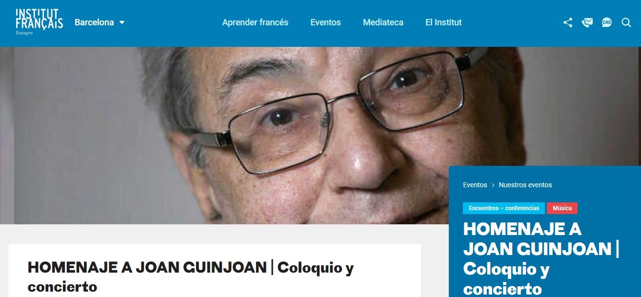 Tribute to Joan Guinjoan at the French Institute of Barcelona